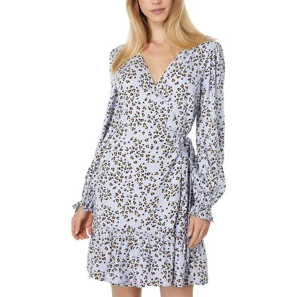 Lost   Wander Wild Thing Mini Dress, Blue Leopard, M
