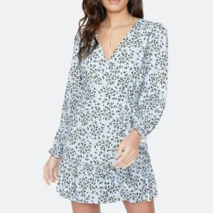 Lost   Wander Wild Thing Mini Dress, Blue Leopard, M