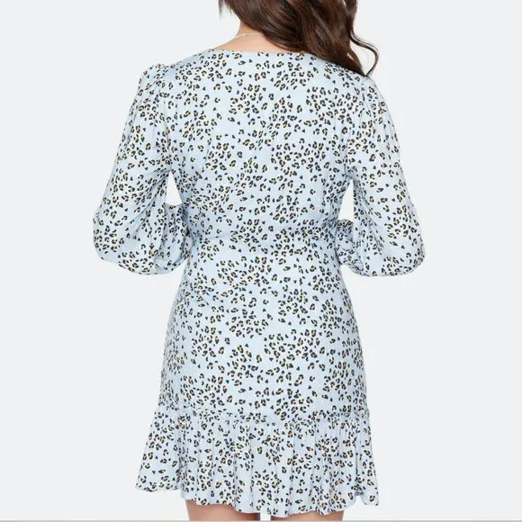 Lost   Wander Wild Thing Mini Dress, Blue Leopard, M