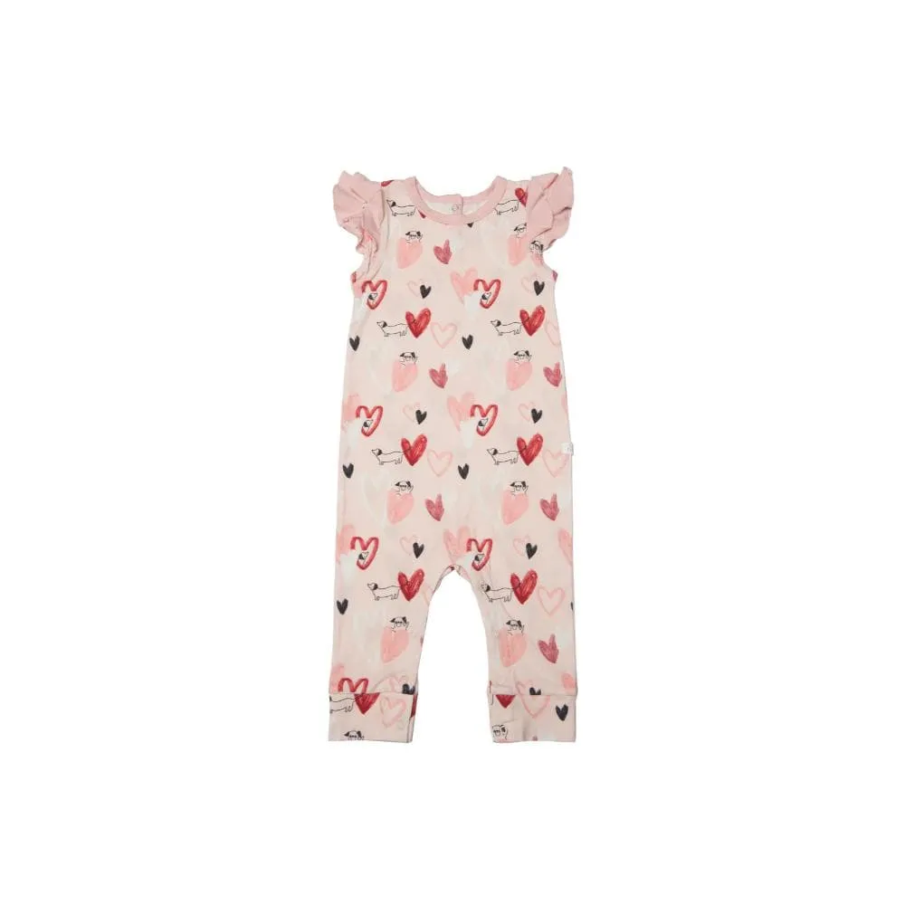 Loulou Lollipop Ruffle Romper - Pink Pup