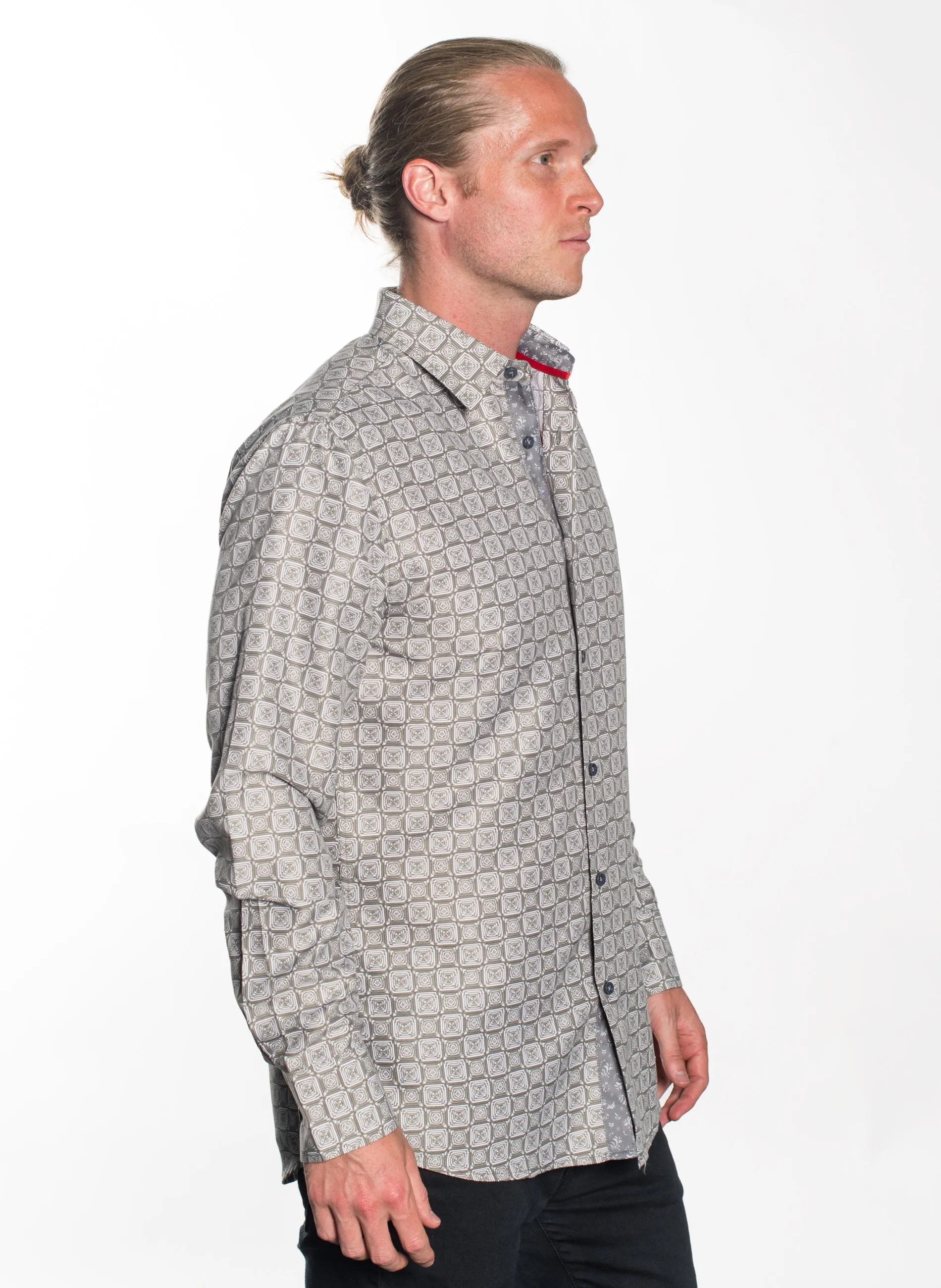 LSWG-357 MEN'S PRINTED LONG SLEEVE DRESS SHIRT