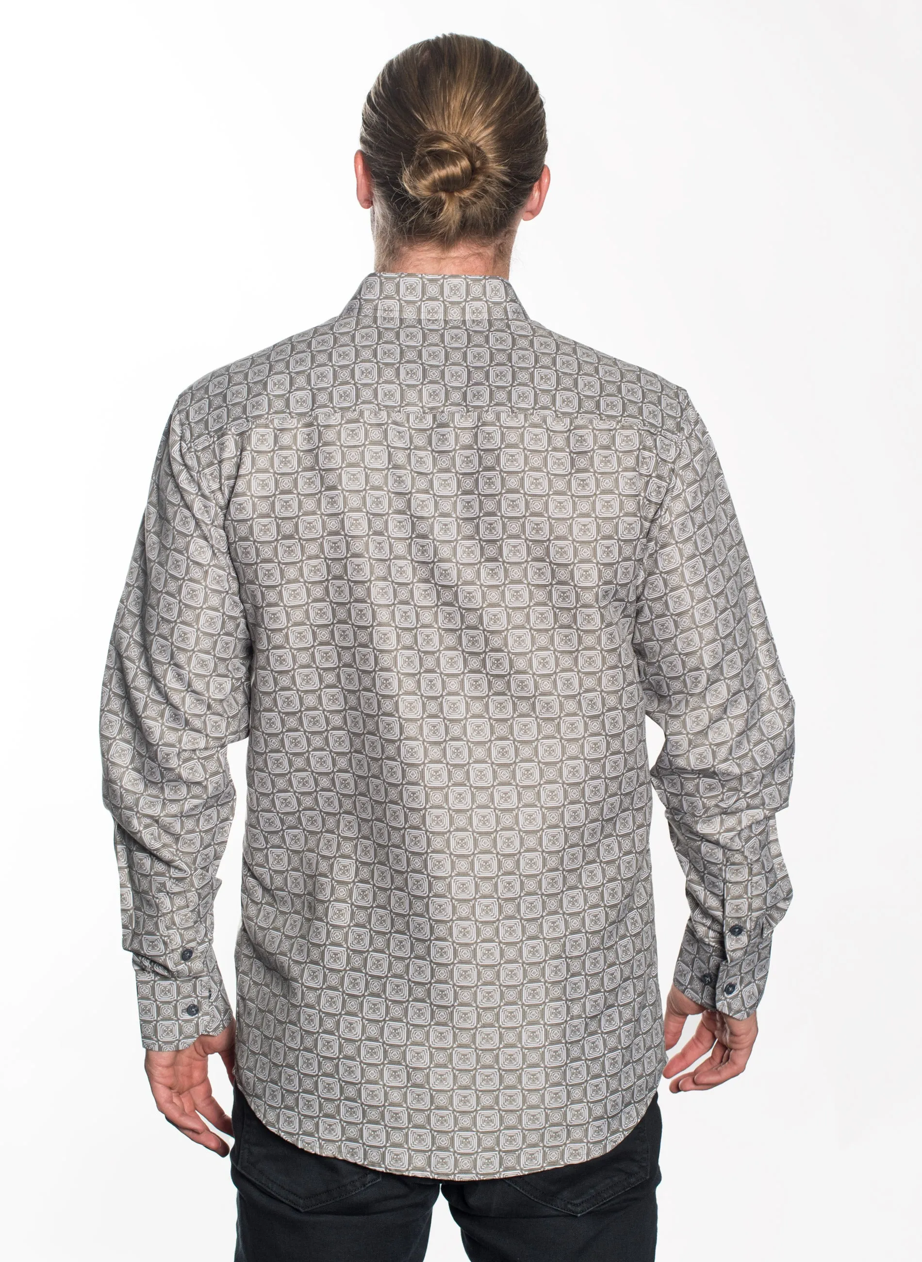 LSWG-357 MEN'S PRINTED LONG SLEEVE DRESS SHIRT