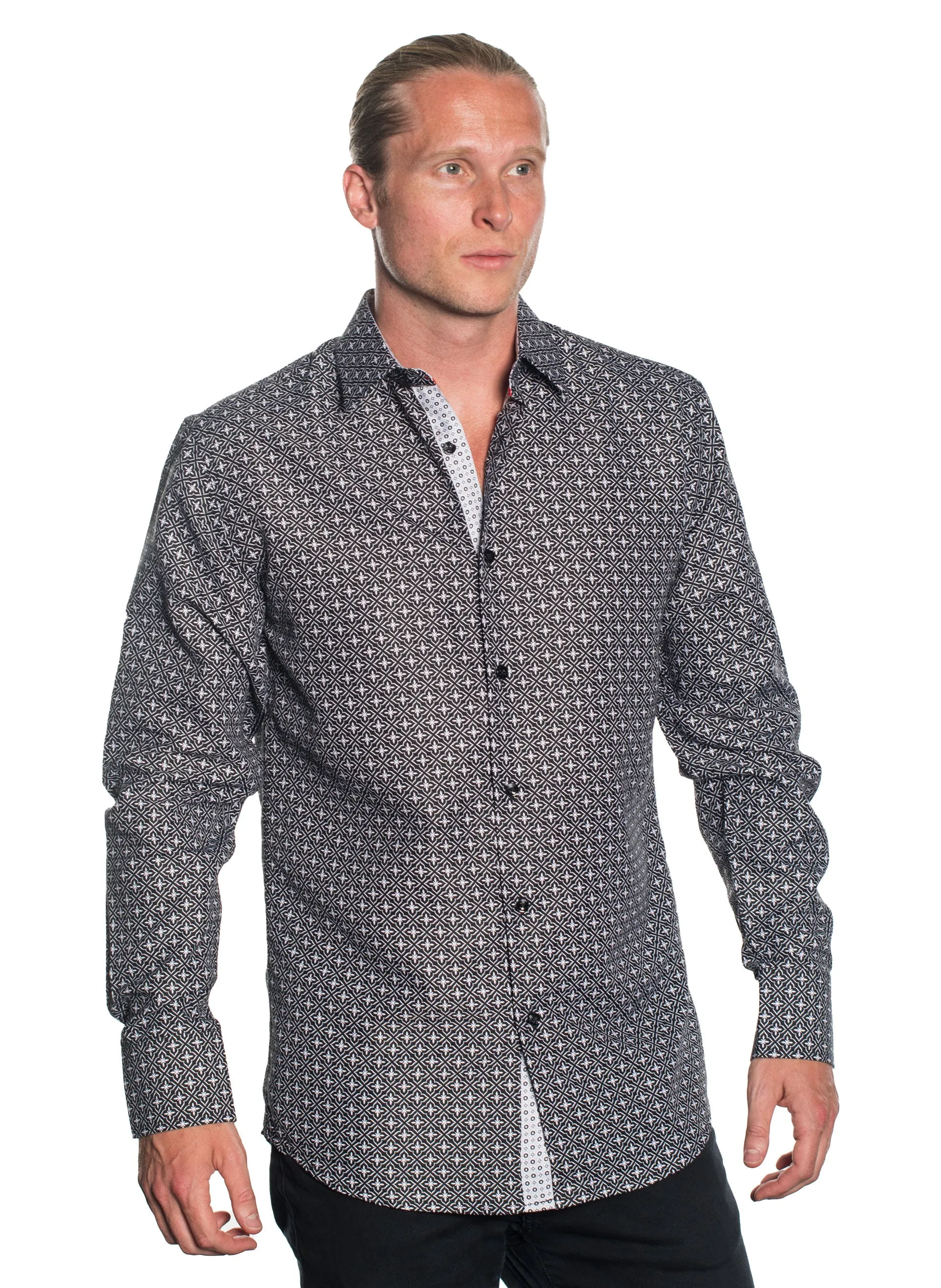 LSWG-367 MEN'S PRINTED LONG SLEEVE DRESS SHIRT