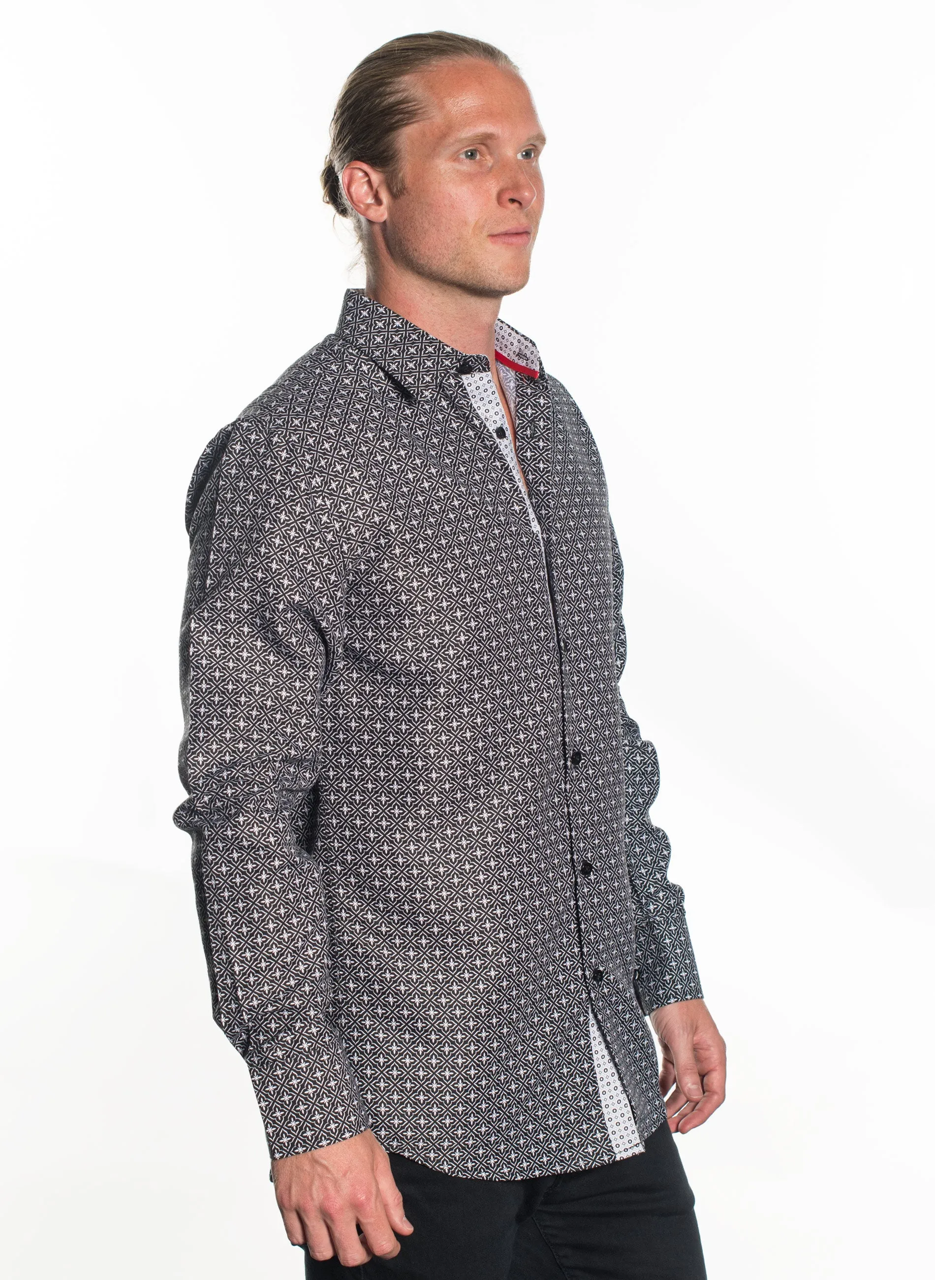 LSWG-367 MEN'S PRINTED LONG SLEEVE DRESS SHIRT