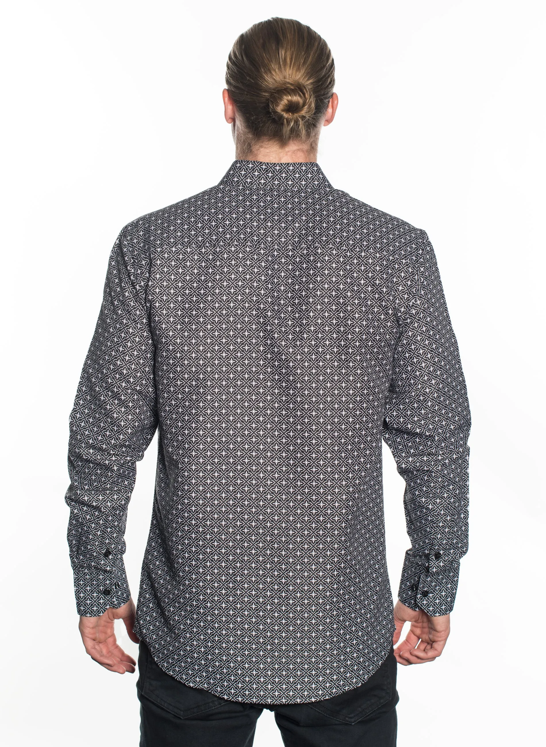 LSWG-367 MEN'S PRINTED LONG SLEEVE DRESS SHIRT