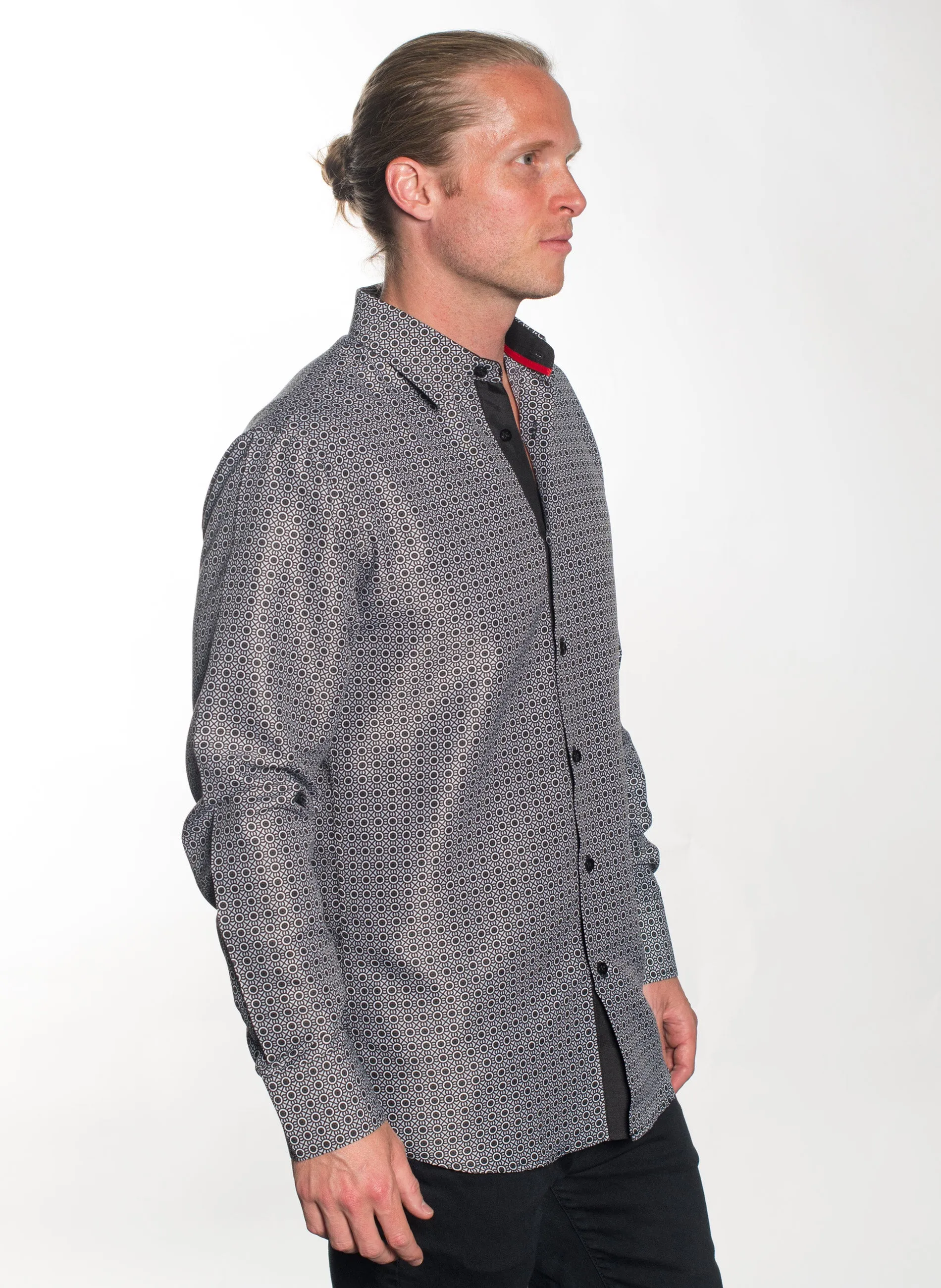 LSWG-388 MEN'S PRINTED LONG SLEEVE DRESS SHIRT