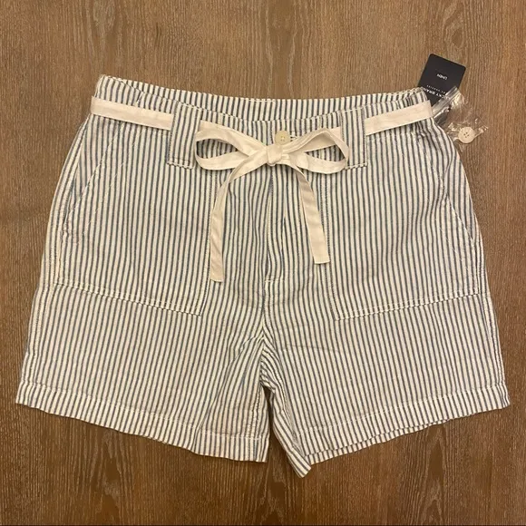 LUCKY BRAND Blue/White Seersucker Linen Shorts