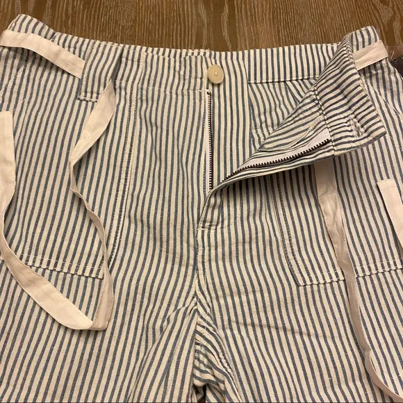 LUCKY BRAND Blue/White Seersucker Linen Shorts
