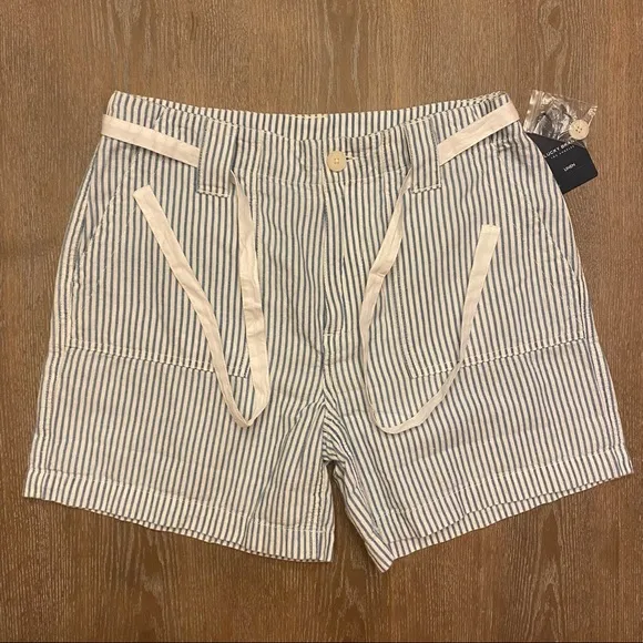 LUCKY BRAND Blue/White Seersucker Linen Shorts
