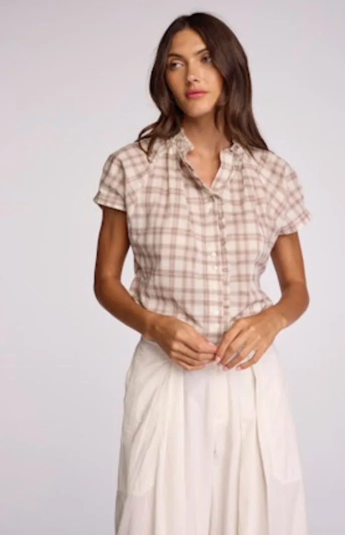 luna shirt in cream plaid