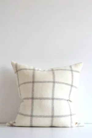 Madison Plaid Pillow |  Off White, Dark Grey & Light Grey | 22” x 22”