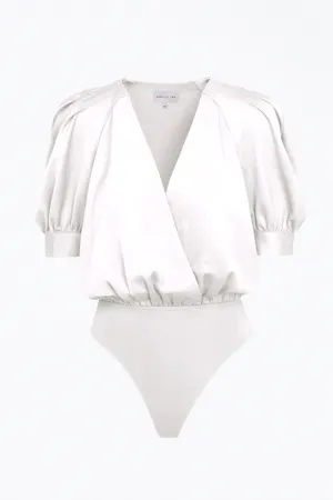 MAE WRAP-EFFECT SATEEN BODYSUIT