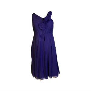Maggy London Purple Silk Pleated Asymetrical Dress