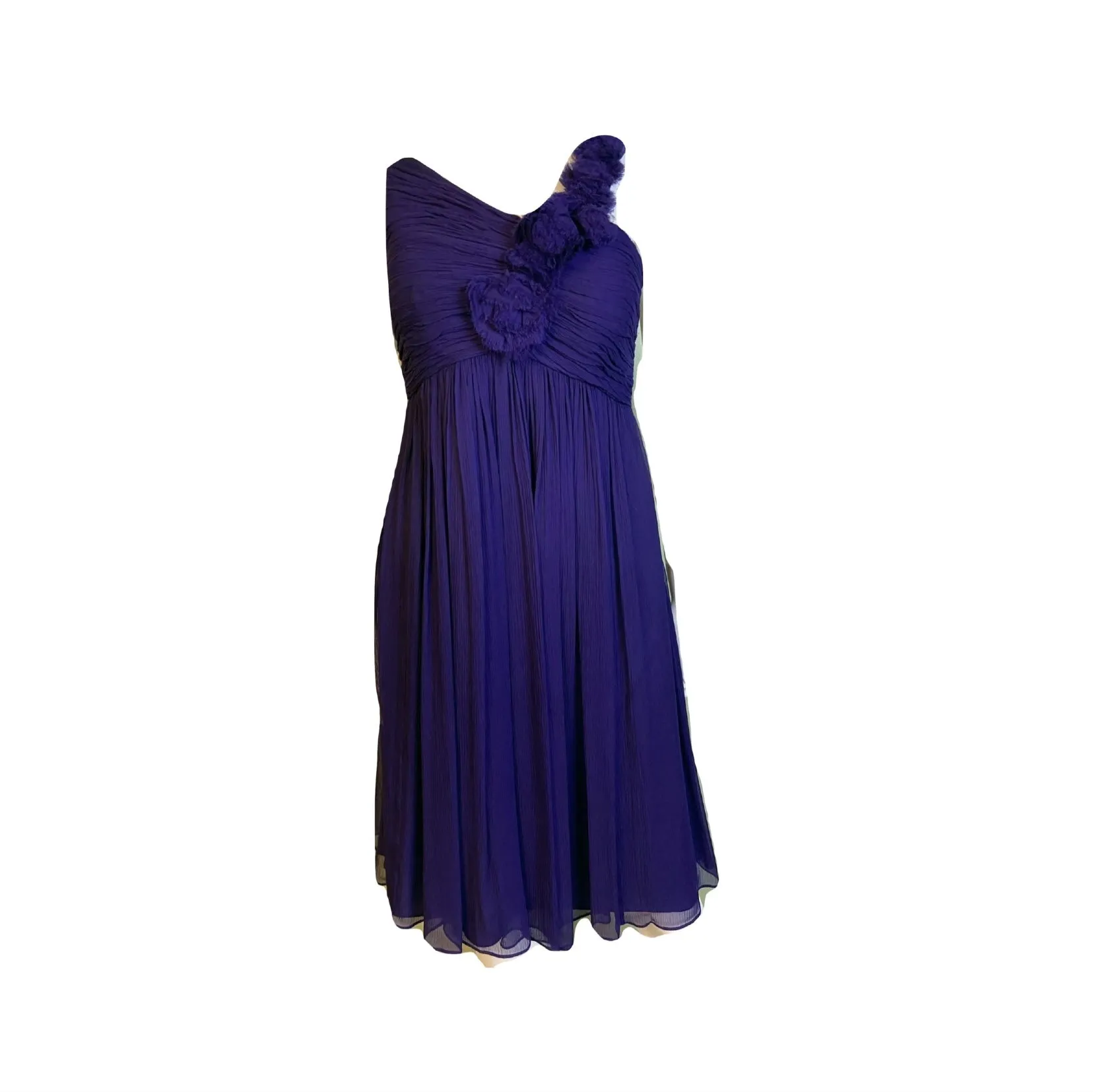 Maggy London Purple Silk Pleated Asymetrical Dress