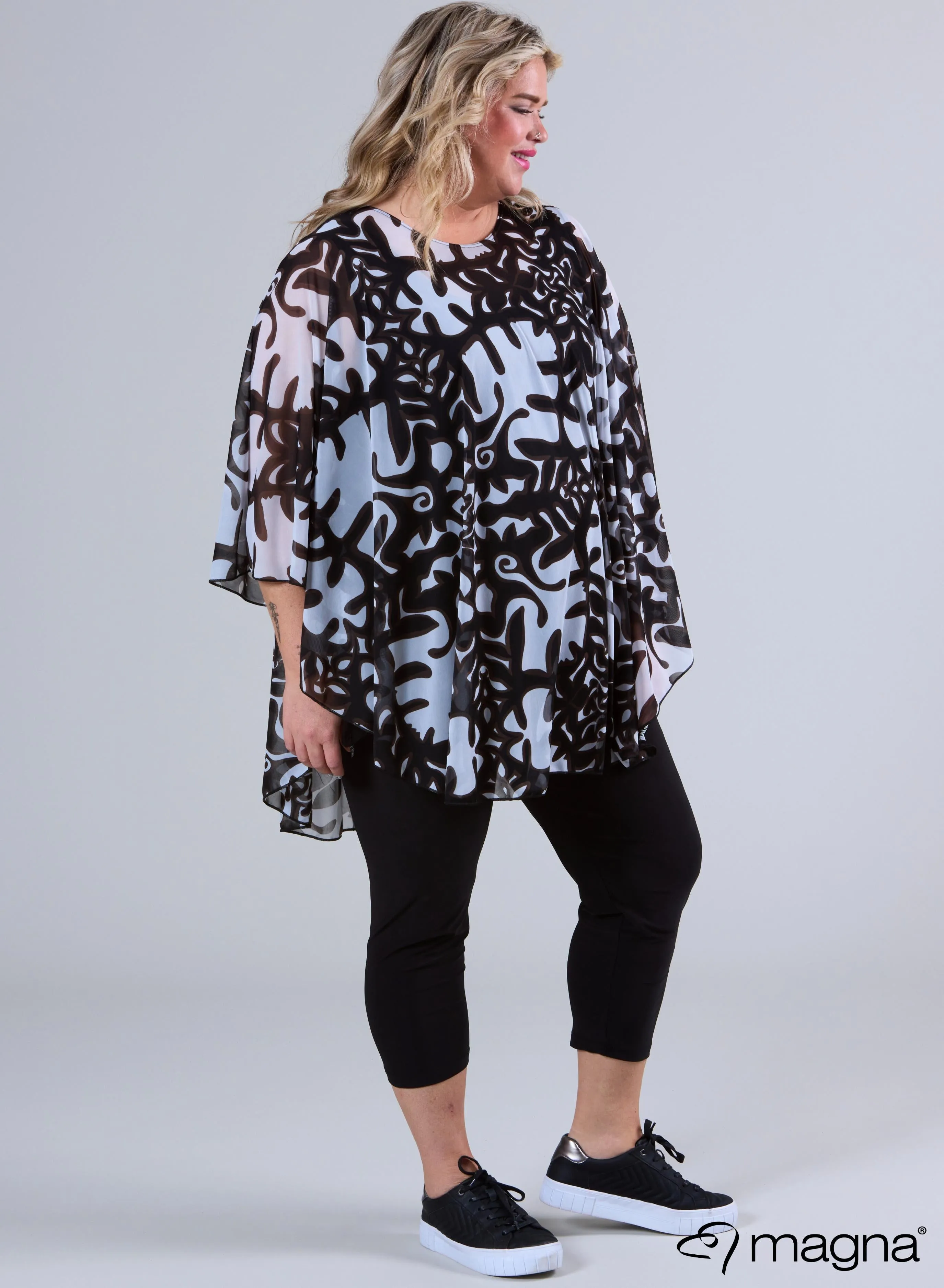 Magna Printed Chiffon Poncho Africa Print