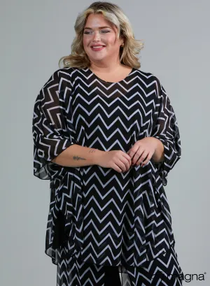 Magna Printed Chiffon Poncho Big Chevron