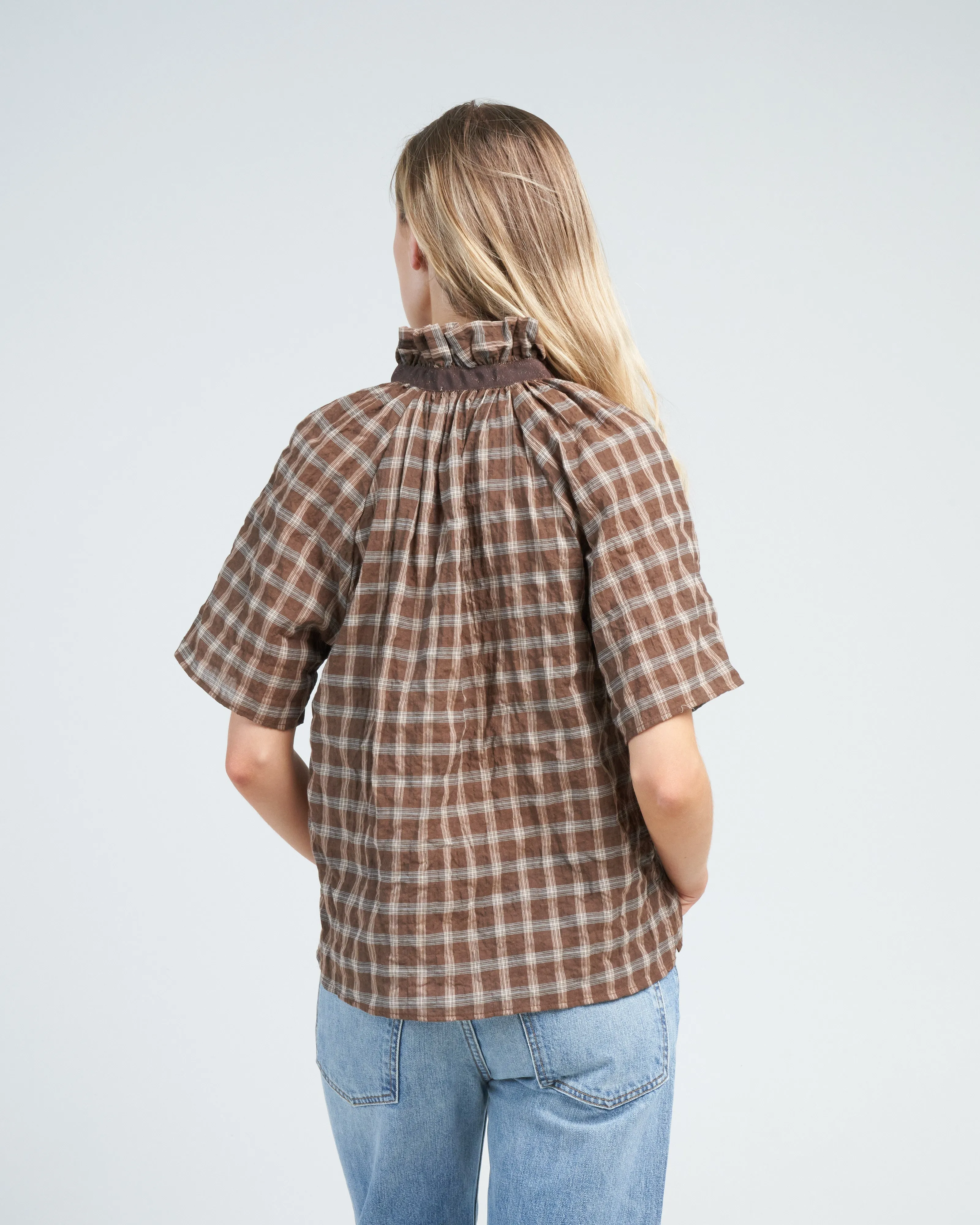 margot plaid top - hazelnut