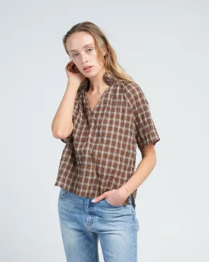 margot plaid top - hazelnut