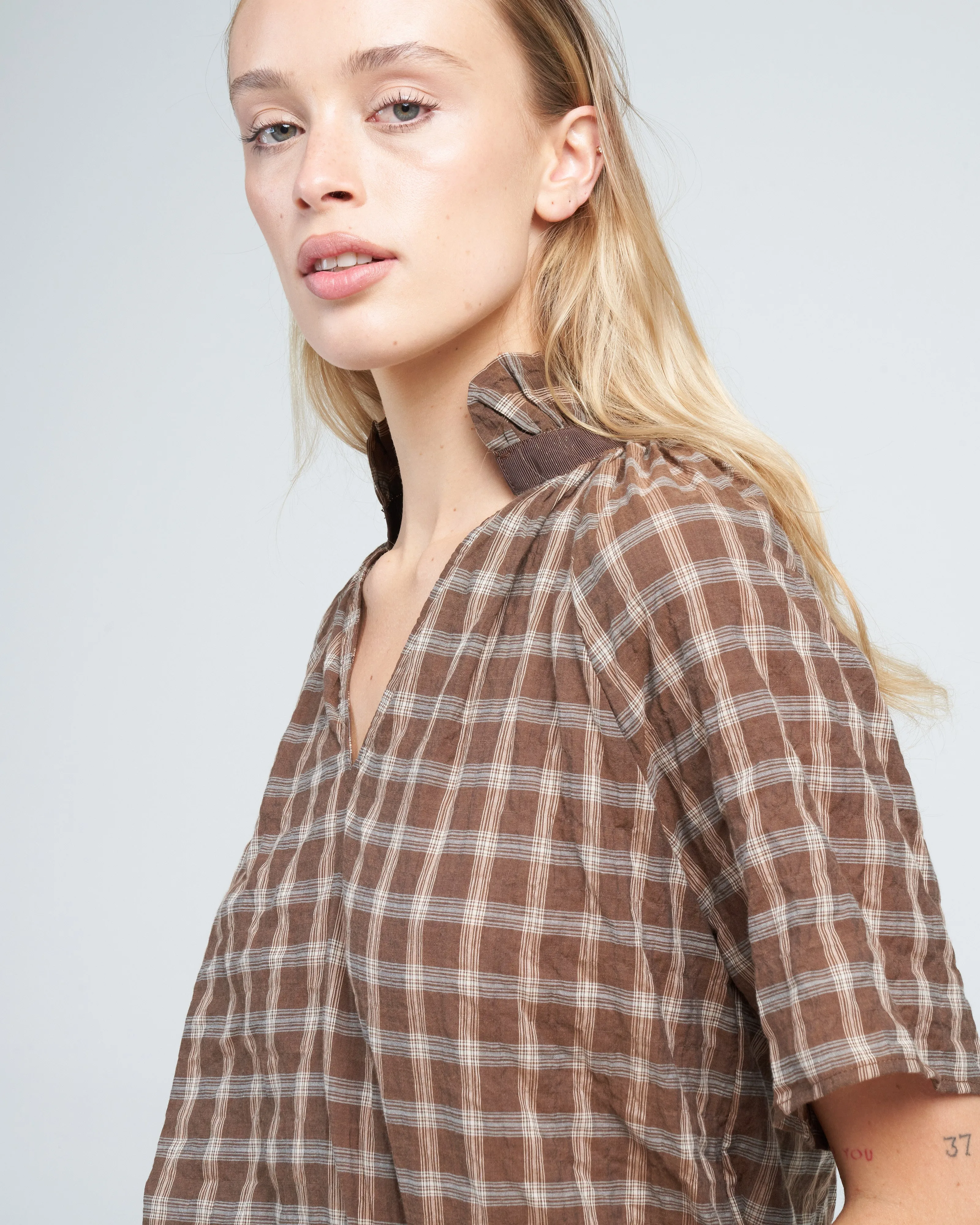 margot plaid top - hazelnut