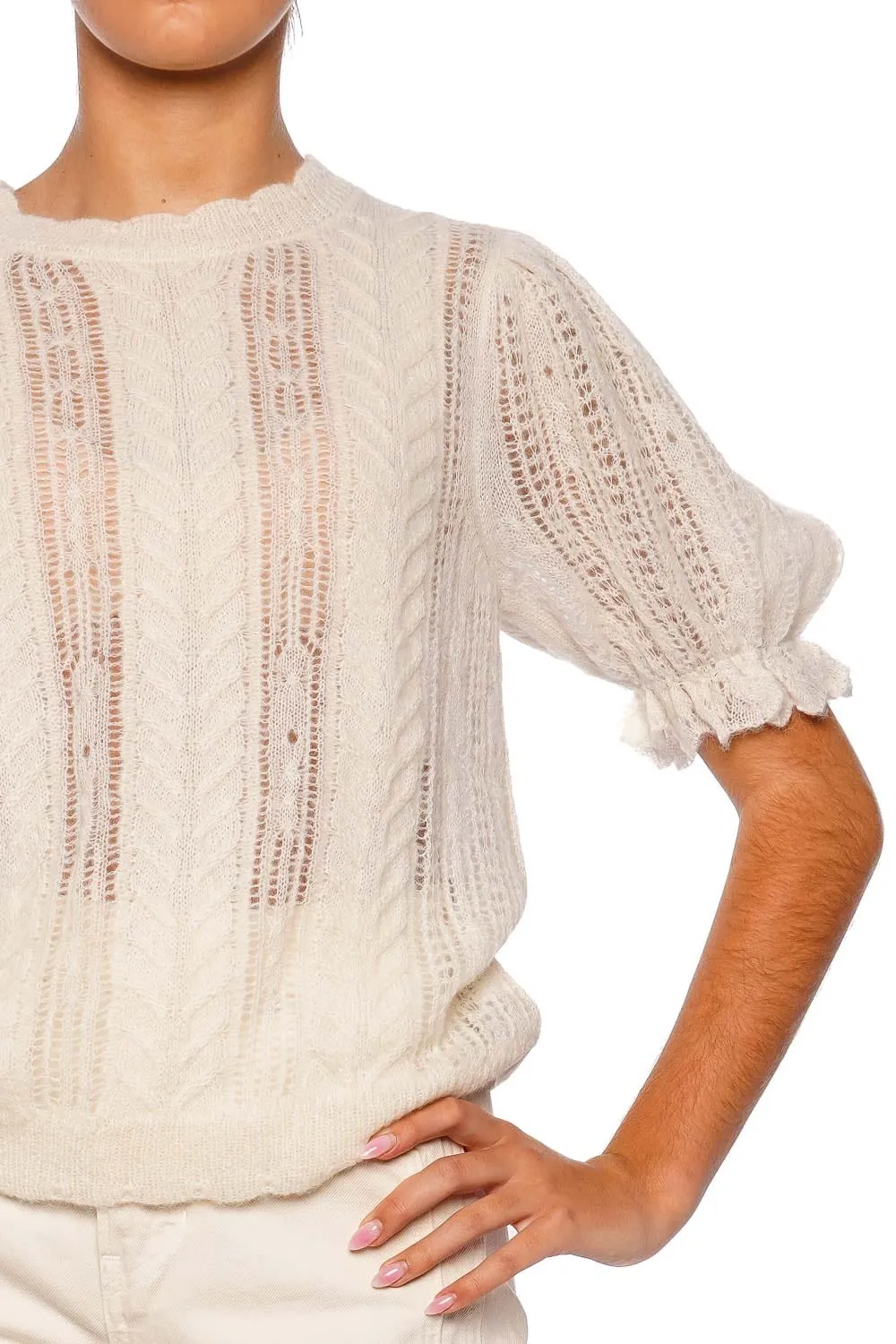 Mavis Ivory Wool Open Knit Top