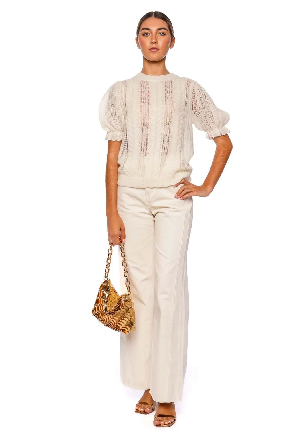 Mavis Ivory Wool Open Knit Top