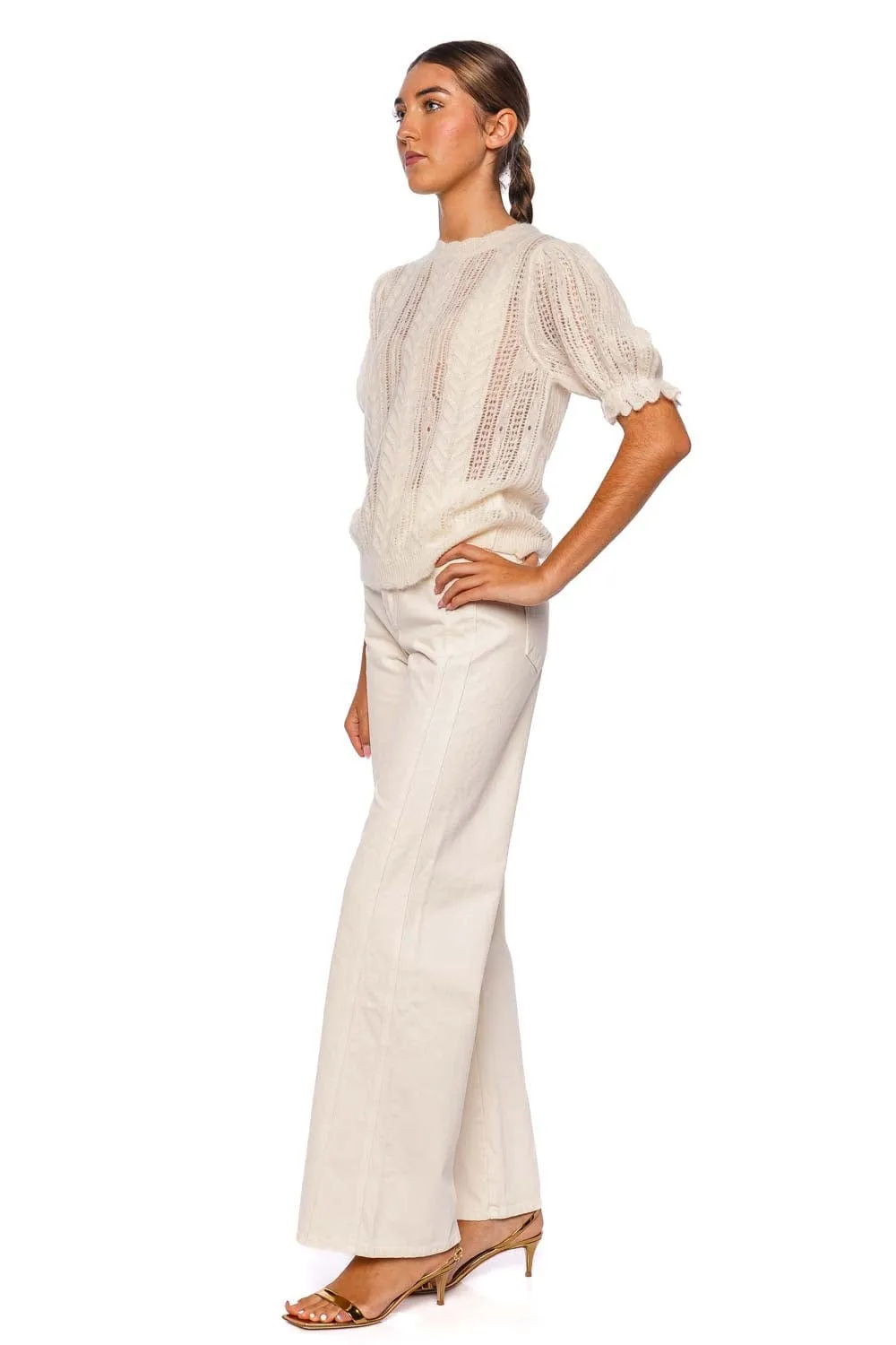 Mavis Ivory Wool Open Knit Top