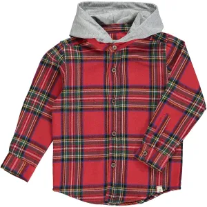 Me & Henry Dyer Hooded Woven Shirt - Red / Green Plaid