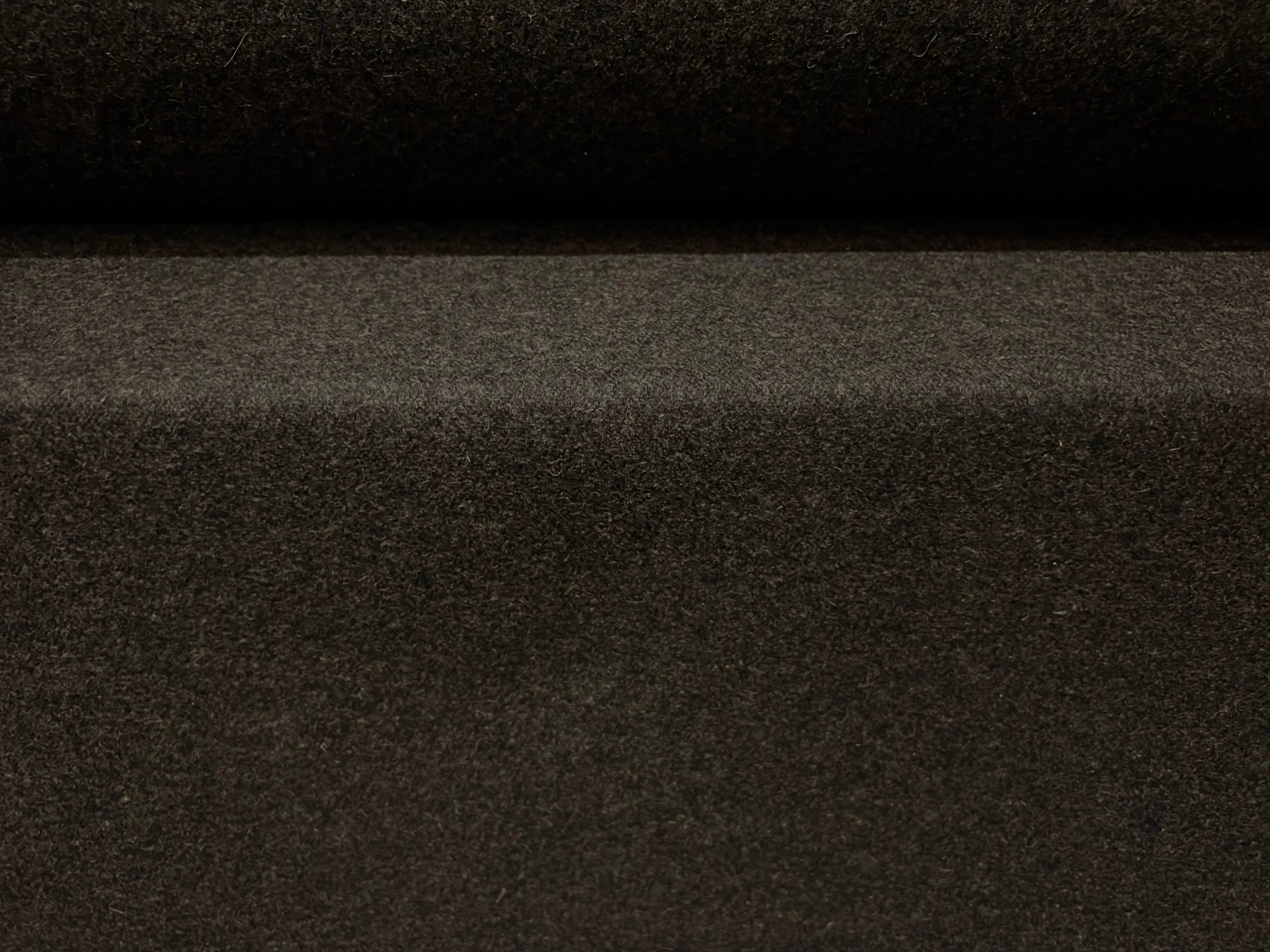 Melton wool blend heavyweight coat jacket fabric, per metre - plain - dark brown melange