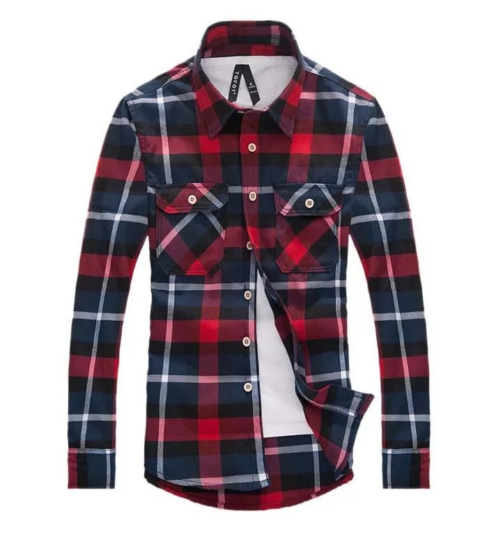 Men's Checker Plaid Shirt In Many Color Options