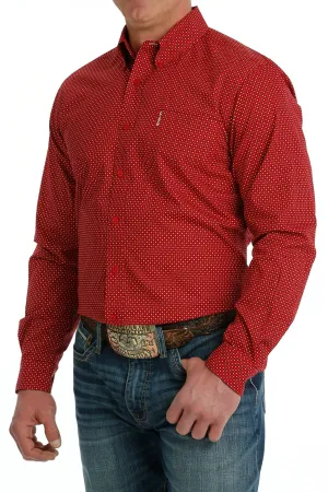 Mens Cinch Modern Red Print L/S Shirt