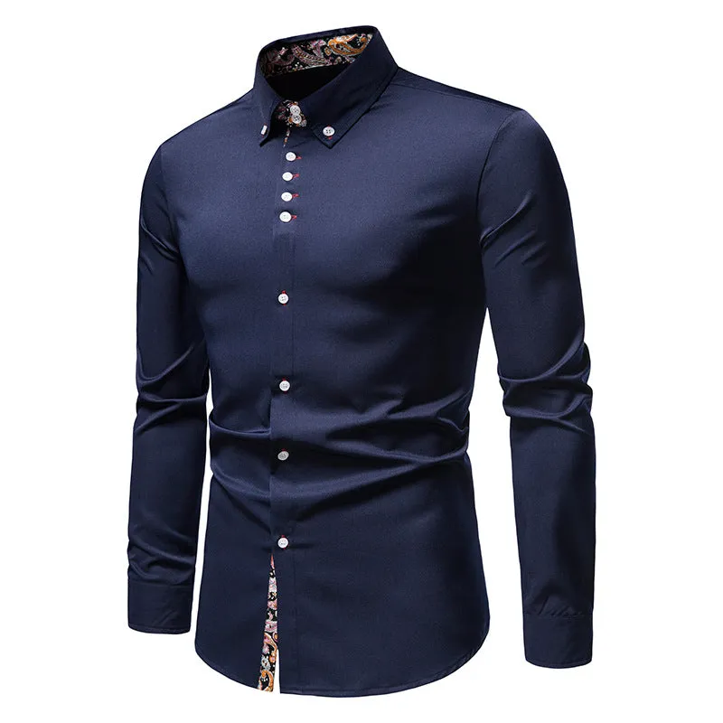 Men's Floral Slim Fit Printed Long Sleeve Shirt