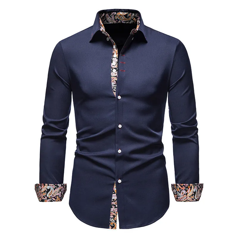 Men's Floral Slim Fit Printed Long Sleeve Shirt