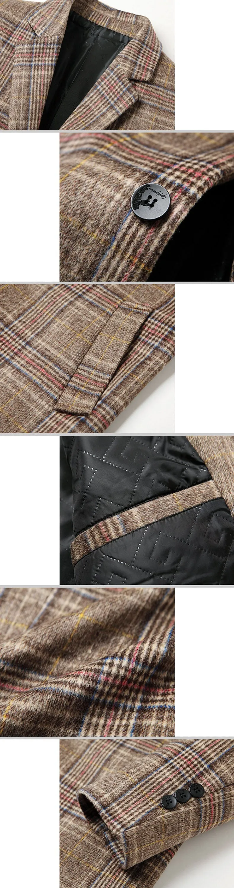 Men's Mid Length Plaid Wool Blend Overcoat