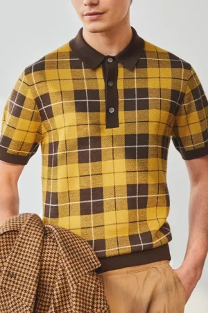 Men's Plus Size Plaid Short Sleeve Polo | Poundton