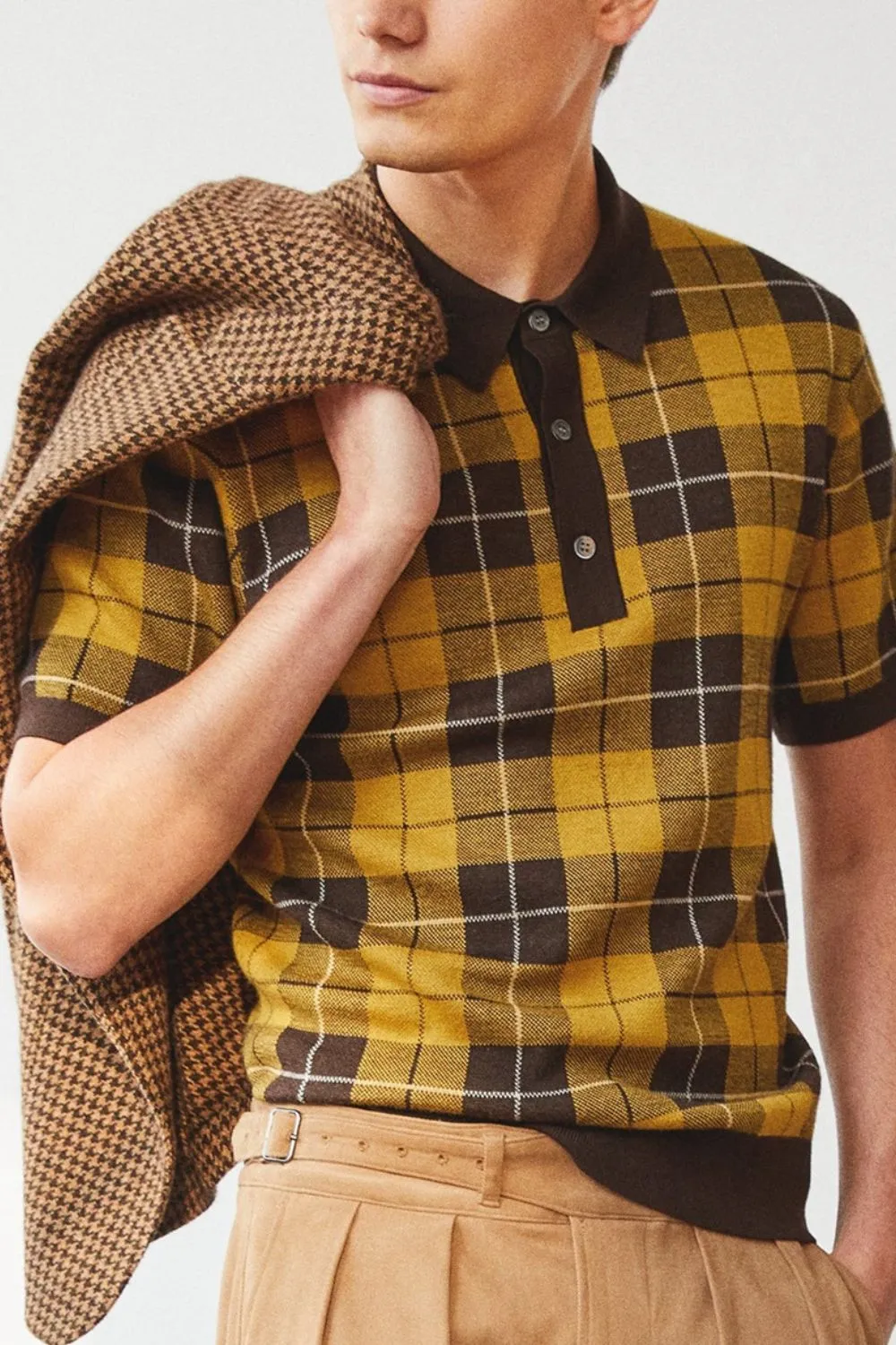 Men's Plus Size Plaid Short Sleeve Polo | Poundton
