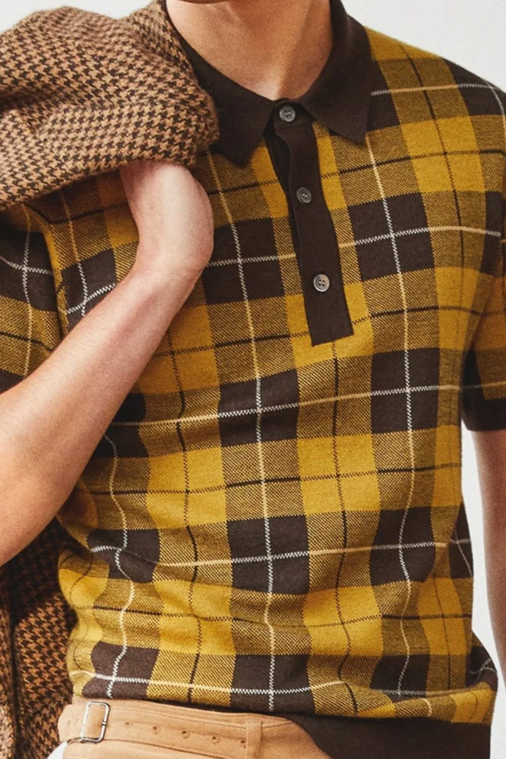 Men's Plus Size Plaid Short Sleeve Polo | Poundton