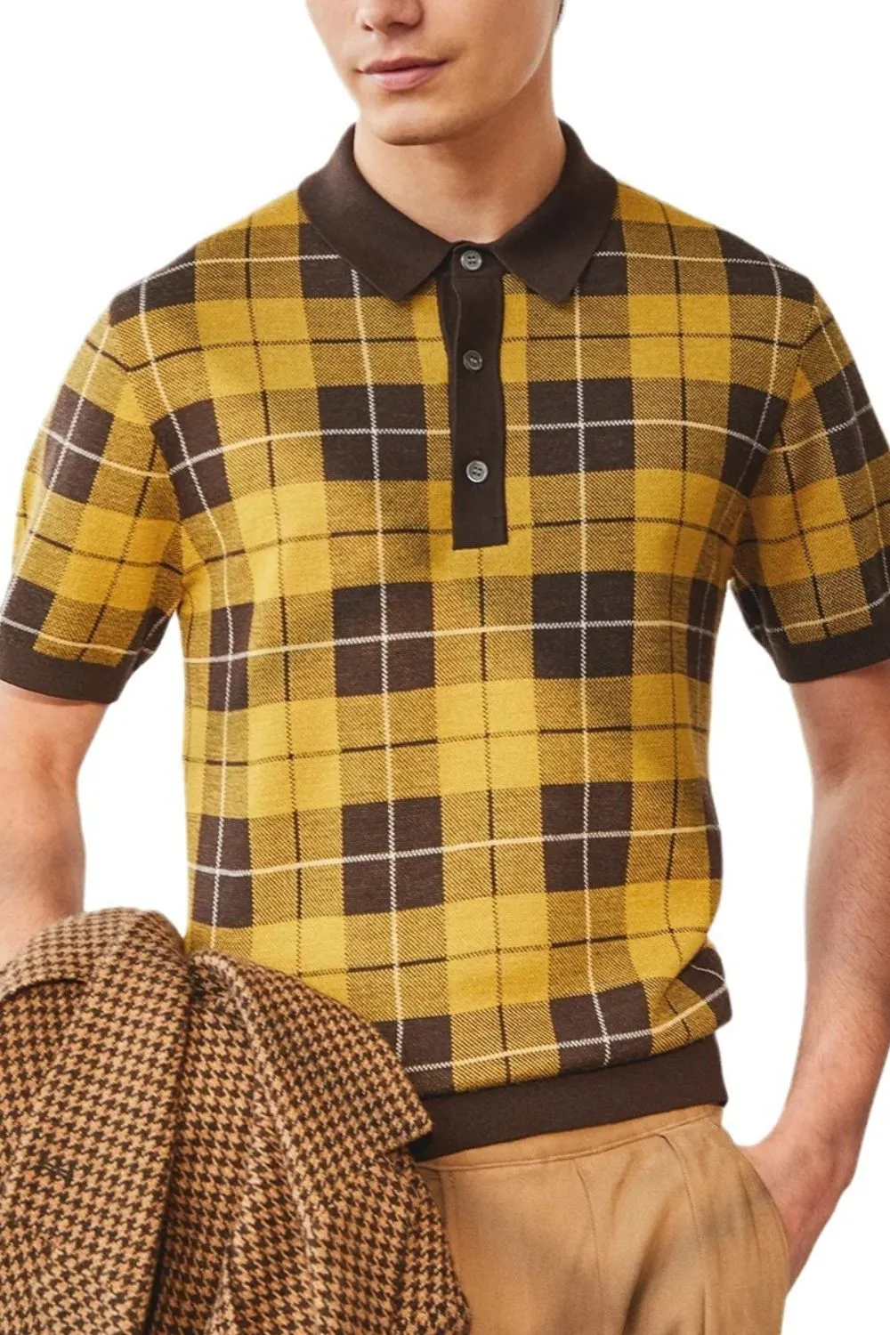 Men's Plus Size Plaid Short Sleeve Polo | Poundton
