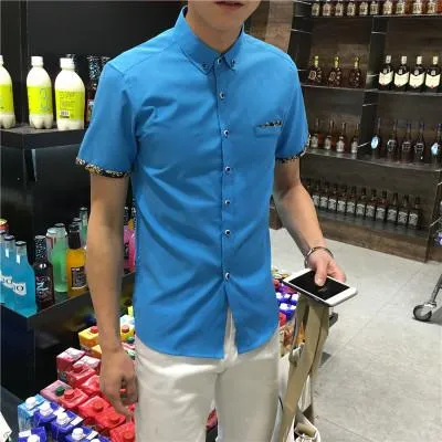 Men's Short Sleeved Plaid Shirt In 16 Colors
