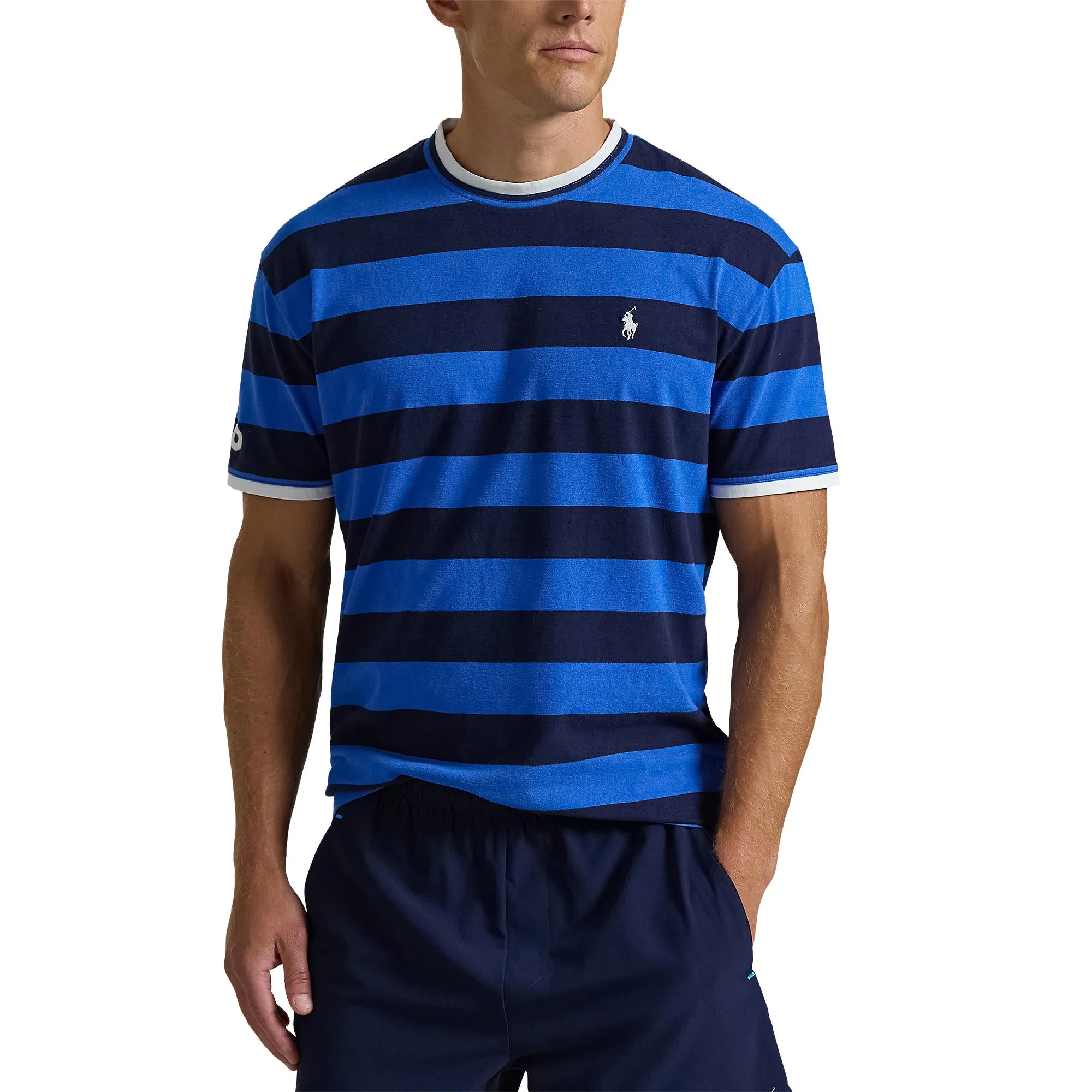 Men's Striped T-Shirt Polo Logo