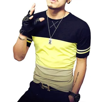 Men's Summer Fashion Casual Patchwork Short Sleeve Shirt