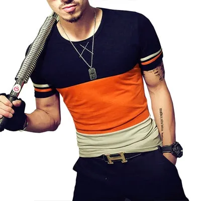 Men's Summer Fashion Casual Patchwork Short Sleeve Shirt