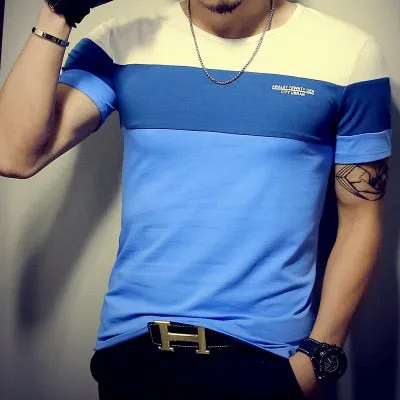 Men's Summer Fashion Casual Patchwork Short Sleeve Shirt