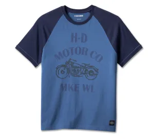 Men's Vintage Spirit Raglan Tee - Colorblocked - Ensign Blue