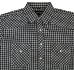 Men's Western Shirt: White Horse Short Sleeve Plaid Navy White