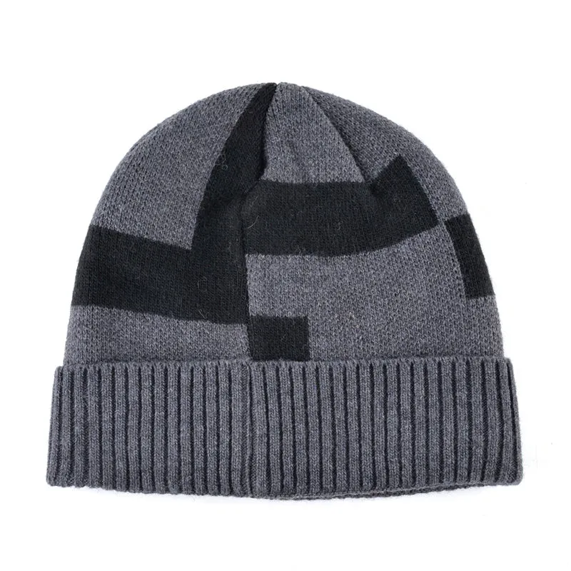 Men's Winter Fashion Knitted Beanie - Black,Gray,Blue