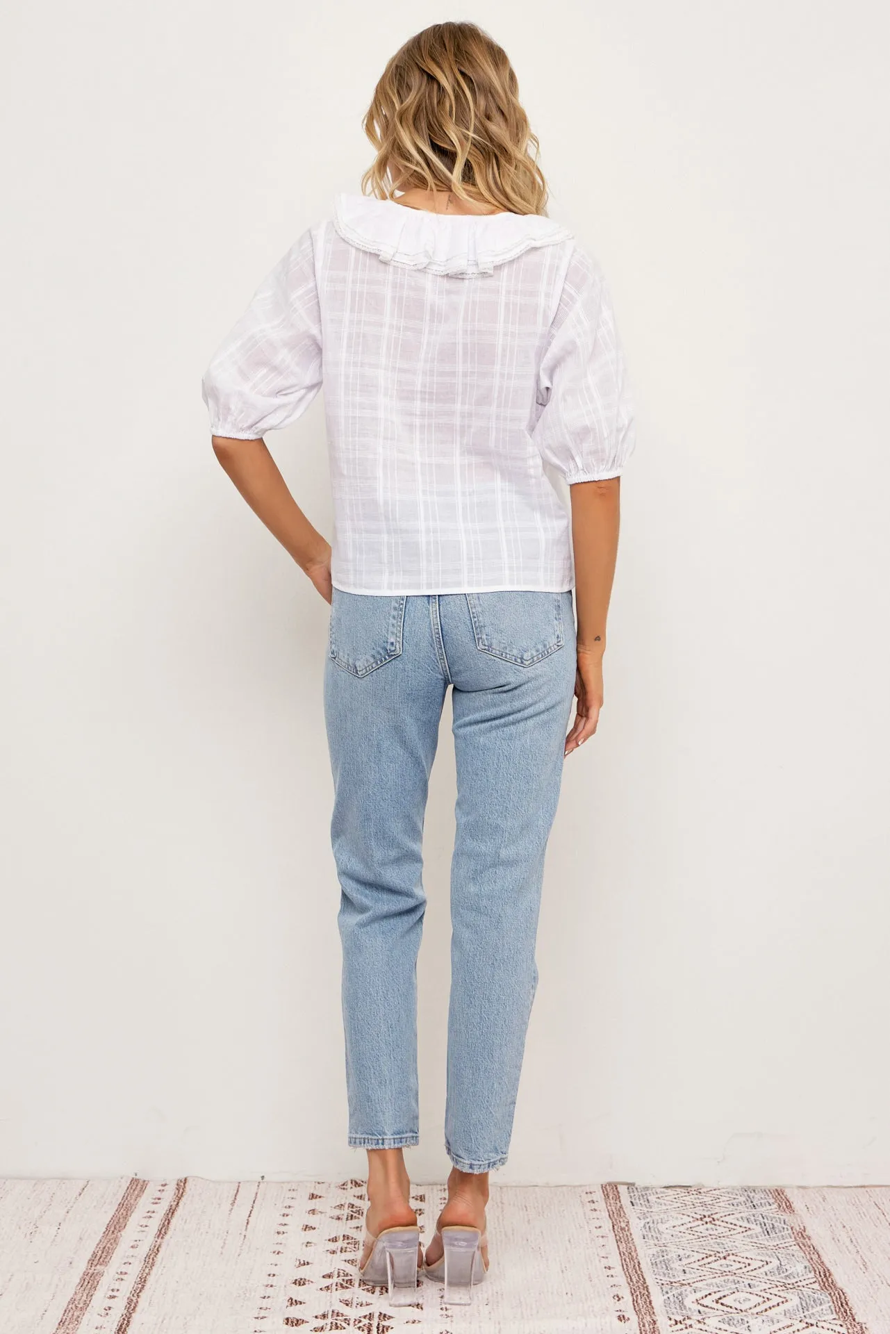 Mia Double Ruffled Collars Short Sleeve Top