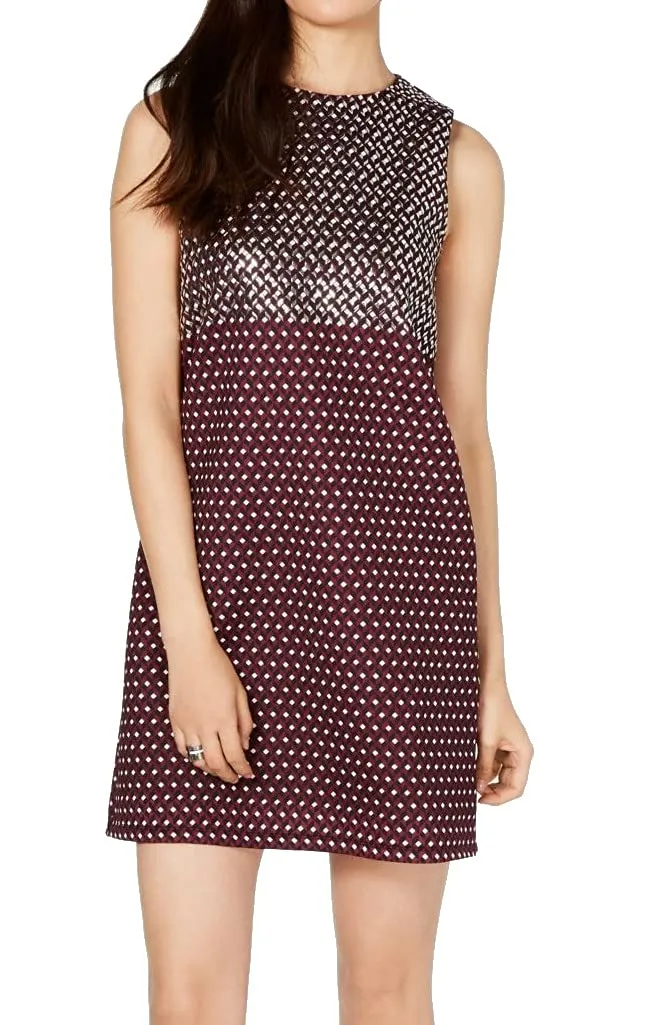 Michael Michael Kors Womens Pattern Studded Cocktail Dress Purple XL