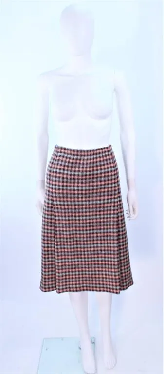 MISSONI Brown and Stripe Plaid Wool Ensemble with Cape Size 10