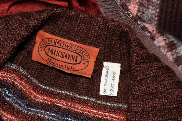 MISSONI Brown and Stripe Plaid Wool Ensemble with Cape Size 10