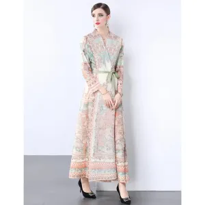 Miyake Ruffle Maxi Dress - Loose Large Printed Dress
